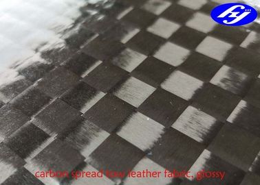 12K Spread Tow Carbon Fiber Glossy Polyurethane Leather Fabric