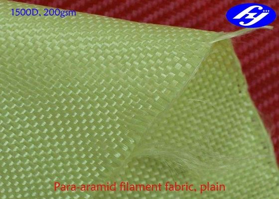 Sarı Karbon Aramid Hibrit Kumaş 1500D 200GSM Düz Balistik Kevlar Kumaş
